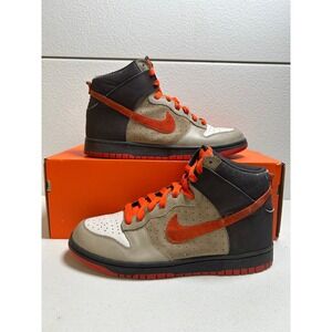 2008 Nike Dunk High Neutral Grey Anthracite Vivid Orange 9.5m #2661